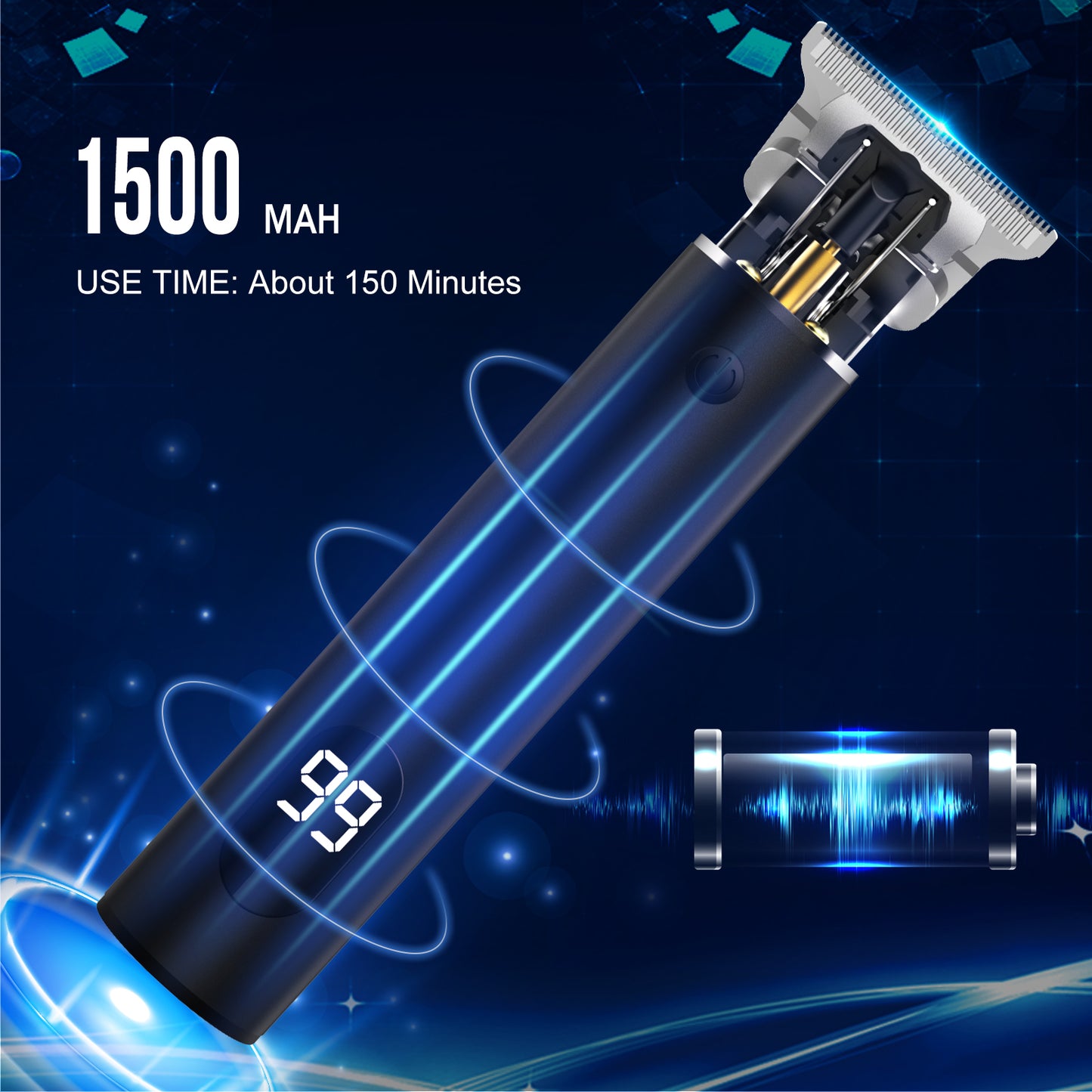 Professional Hair Trimmer, Beard Trimmer, Men's Razor, Electric Hair Trimmer, Beard Trimmer, Contour Cutter, Hair Trimmer for Men with 4 Combs and LED Display
