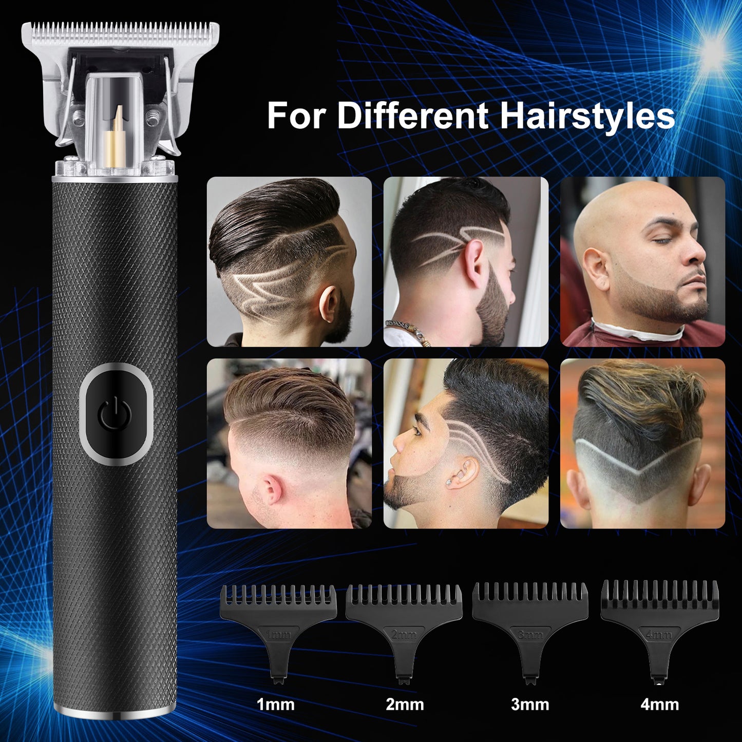 Hair Trimmer, Professional Detailer Hair Trimmer, Men's Electric Hair Trimmer, Wireless Precision Trimmer, Contour Trimmer, Easy Trim Razor with USB, Quick Charging T Blade Trimmer for Men