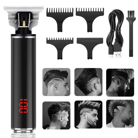 Professional Men's Hair Clipper 0.01 mm, Beard Trimmer, Electric Beard Kit for Men, Hair Trimmer with USB Rechargeable Waterproof LCD Screen for Children Adults Barber