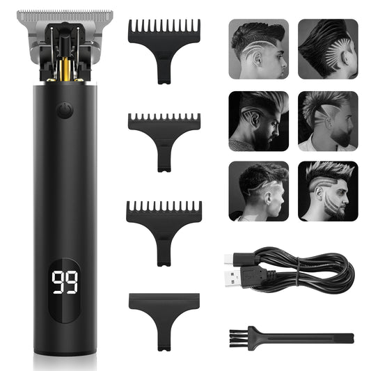 Professional Hair Trimmer, Beard Trimmer, Men's Razor, Electric Hair Trimmer, Beard Trimmer, Contour Cutter, Hair Trimmer for Men with 4 Combs and LED Display